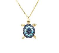 LATELITA Women's 22ct Gold Plated Turtle Turquoise Blue Pendant Necklace (40-45cm)