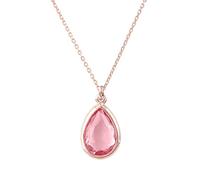 LATELITA Women's 925 Silver Rosegold Pink Tourmaline Teardrop Necklace - 40-45cm