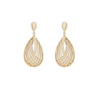 Latelita Women's 925 Sterling Silver Dipped Gold Teardrop Clip On Earrings with Zircon Details - 5.5 cm