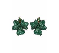 Latelita Women's 925 Sterling Silver Flower Stud Earrings with Green Cubic Zirconia - 3.2cm x 3.2cm