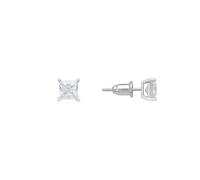 Latelita Women's 925 Sterling Silver Single Square-Cut Solitaire Stud Earring with Moissanite Stone - Silver