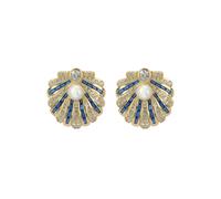 Latelita Women's Art Deco Scallop Shell Earrings Sapphire Blue With Pearl Gold in White Latelita White One Size