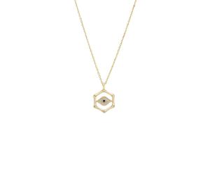 Latelita Women's Bamboo Hexagon Evil Eye Necklace Gold Latelita Gold One Size