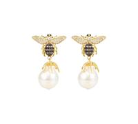 Latelita Women's Baroque Pearl Honey Bee Drop Earrings Gold Latelita Gold One Size
