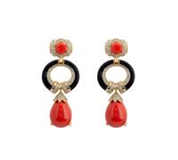Latelita Women's Clara Bow Coral & Enamel Drop Earrings Gold in Orange Latelita Orange One Size