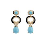 Latelita Women's Clara Bow Turquoise & Enamel Drop Earrings Gold in Blue Latelita Blue One Size