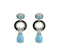 Latelita Women's Clara Bow Turquoise & Enamel Drop Earrings Silver in Blue Latelita Blue One Size