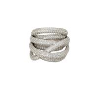 Latelita Women's Crossover Multi-Strand Cocktail Ring Silver in White | Size: O Latelita White O