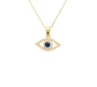 LATELITA Women's 925 Sterling Silver Evil Eye Elliptical Necklace with Blue Sapphire Zircon and White Zircon Accents - Size 40-43cm