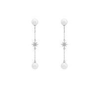 Latelita Women's Falling Star Pearl Drop Earrings Silver in White Latelita White One Size