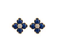 Latelita Women's Flower Clover Lapis Lazuli Stud Earrings Gold in Blue Latelita Blue One Size