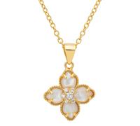 Latelita Women's Flower Clover Mother Of Pearl Pendant Necklace Gold in White Latelita White One Size