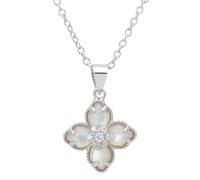 Latelita Women's Flower Clover Mother Of Pearl Pendant Necklace Silver in White Latelita White One Size