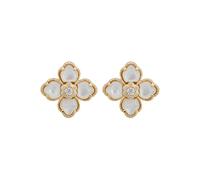 Latelita Women's Flower Clover Mother Of Pearl Stud Earrings Gold in White Latelita White One Size