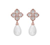 Latelita Women's Flower Clover Pearl Drop Earrings Mother Of Pearl Rosegold in White Latelita White One Size