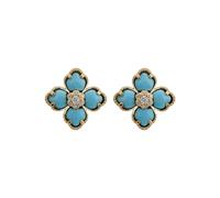 Latelita Women's Flower Clover Turquoise Stud Earrings Gold in Blue Latelita Blue One Size