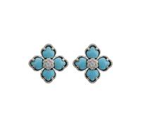 Latelita Women's Flower Clover Turquoise Stud Earrings Silver in Blue Latelita Blue One Size