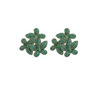Latelita Women's Flowers Large Stud Earrings Gold Emerald Green Latelita Green One Size