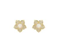 Latelita Women's Forget Me Not Pearl Stud Earrings Gold in White Latelita White One Size