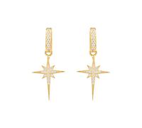 Latelita Women's Gold Plated Starburst Drop Earrings with Cubic Zirconia - 3.2cm Length