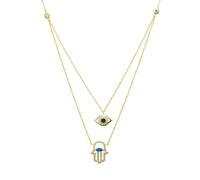Latelita Women's Hamsa Hand & Evil Eye Layered Necklace Gold in Blue Latelita Blue One Size