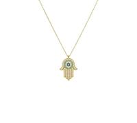 LATELITA Women's Hamsa Hand Evil Eye Pendant Necklace in 22ct Gold - Adjustable Length 40-43cm
