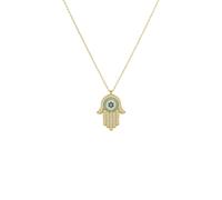 Hamsa Hand With Evil Eye Pendant Necklace Gold Latelita White One Size