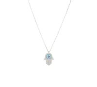 Hamsa Hand With Evil Eye Pendant Necklace Turquoise Silver Latelita White One Size