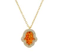 Latelita Women's Hamsa Opalite Fire Opal Necklace Gold in Orange Latelita Orange One Size