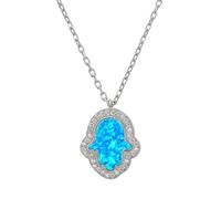 Latelita Women's Hamsa Opalite Turquoise Blue Necklace Silver Latelita Blue One Size