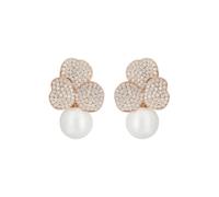 Latelita Women's Iris Flower & Pearl Dangle Earrings Rosegold in Rose Gold Latelita Rose Gold One Size