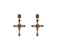 Latelita Women's Maria Extra Large Gemstone Fashion Earrings Gold (Cross) Latelita Multicolor One Size