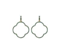 Latelita Women's Open Clover Large Drop Earrings Green Gold Latelita Green One Size