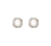 Latelita Women's Pearl & Rose Petals Stud Earrings Silver in White Latelita White One Size
