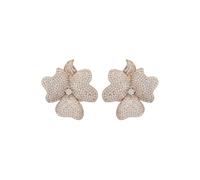 Latelita Women's Rosegold Flower Large Stud Clip On Earrings with Cubic Zirconia Stones - 925 Sterling Silver - Rosegold Color