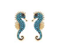 Latelita Women's Seahorse Turquoise Earrings Gold in Blue Latelita Blue One Size