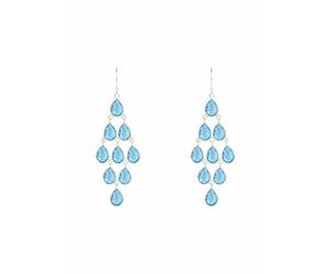 Latelita Women's Silver Blue Topaz Hydro Gemstone Cascade Earrings - Bohemian Style