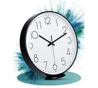 LATENO - Wall Clock Black - No Ticking Noise - 30 cm Large Clock for Hanging and Standing - Silent Wall Clocks as Living Room Clock Office Clock Classroom Clock Kitchen Clock and Much More - Analogue