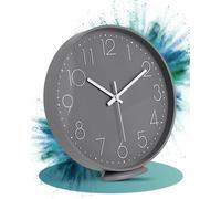 LATENO - Wall Clock Grey - For Standing or Hanging - 30 cm - Silent - Classic and Modern - No Ticking Noise - For Living Room, Office and much more