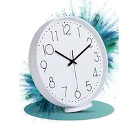 LATENO - Wall Clock White - No Ticking Noise - 20 cm Large Clock for Hanging and Standing - Silent Wall Clocks as Living Room Clock Office Clock Classroom Clock Kitchen Clock and Much More - Analogue