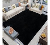 Latepis 180 * 270cm Area Rugs for Living Room Fluffy Black Rug for Bedroom Large Washable Faux Rabbit Fur Plush Shag Rug Super Soft Throw Carpet Home Decor