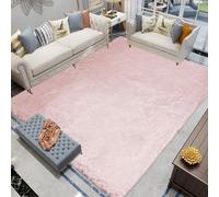 Latepis 180 * 270cm Light Pink Faux Rabbit Fur Living Room Rug Washable Furry Non-Slip Rugs for Bedroom Floor Shaggy Large Area Rug for Nursery Boho Rug