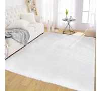 Latepis Area Rug 120 * 180cm Fluffy White Rug Washable Faux Rabbit Fur Fuzzy Shag Rug for Living Room Shaggy Throw Carpets for Bedroom
