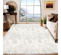 Latepis 6x9 Faux Fur Sheepskin Rug for Living Room, Washable Rug for Playroom, Luxury Room Decor, White Rug for Bedroom Fluffy, Rectangle