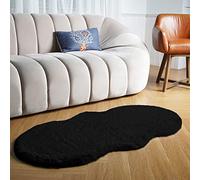 Latepis Black Shag 2x4 Rugs for Bedroom Furry Shaggy Washable Faux Rabbit Fur Small Cute Rug Fluffy Rug for Cushion Sofa Home Decor Sheepskin