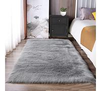 Latepis Faux Fur Area Rug, 3' x 4' Grey Rectangle, Fluffy, Fade Resistant