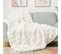 Latepis Faux Rabbit Fur Throw Blanket Fluffy Throws for Couch Soft Blanket for Bed Sofa Cute Plush Fuzzy Warm Blanket for All Seasons for Mom Beige 127 * 152cm, 860gsm