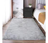 Latepis Fluffy Machine Washable Grey Area Rug 3X5 Soft Faux Rabbit Fur Shag Carpet for Living Room & Bedroom