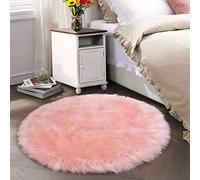 Latepis Fluffy Pink Round Rugs 6ft Circle Rug for Living Room Washable Faux Fur Rug Fluffy Sheepskin Rug for Bedroom Playroom Plush Rug Shag Rug,Rectangle