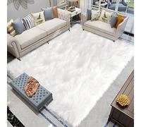 Latepis Large Area Rugs 6.7x10 Big White Faux Sheepskin Fur Rug for Living Room Washable Fluffy Rug for Bedroom High Pile Plush Shaggy Rugs Home Décor Rectangle